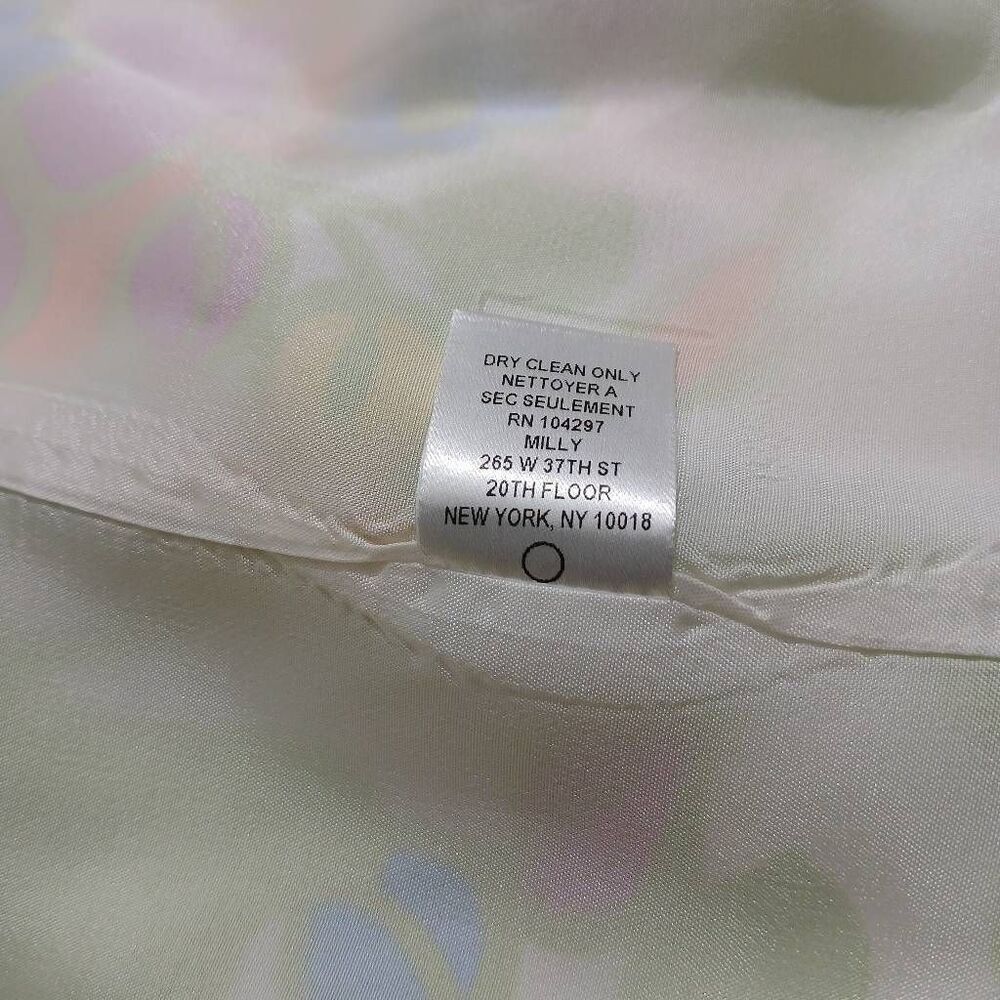 Milly new york size 0 women 100% silk floral green orange babydoll dress Pockets - Picture 7 of 8